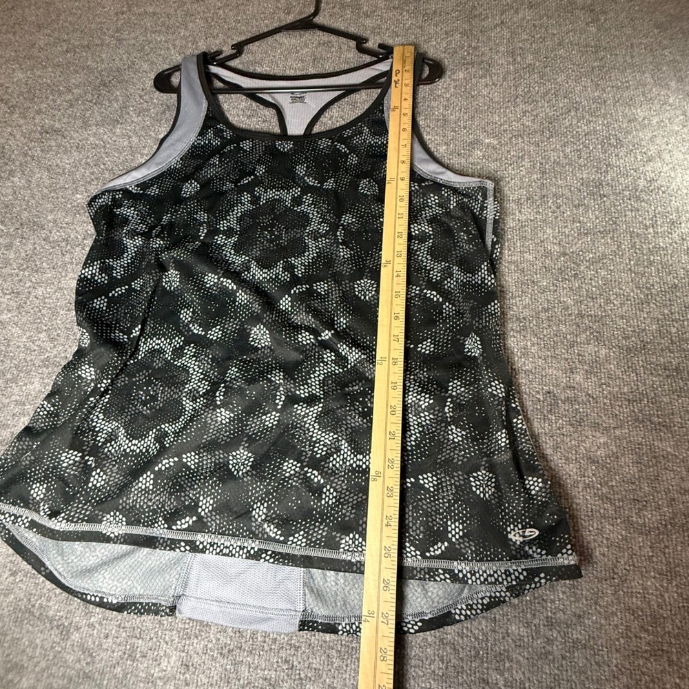 Champion Duo Dry XXL Womens Black‎ Grey Geometric Racerback Activewear Tank Top - Picture 7 of 7
